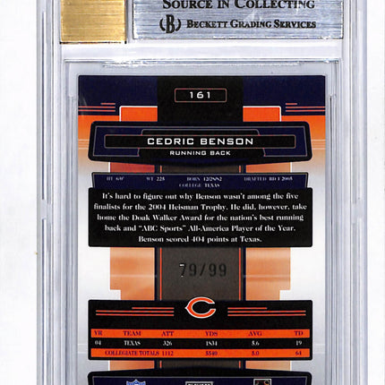 2005 Absolute Memorabilia Spectrum Silver Cedric Benson #161 /99 BGS 8.5 Auto 10