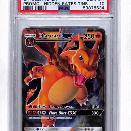 2019 Pokemon SM Black Star Promo Charizard GX Hidden Fates Tins PSA 10 #SM211