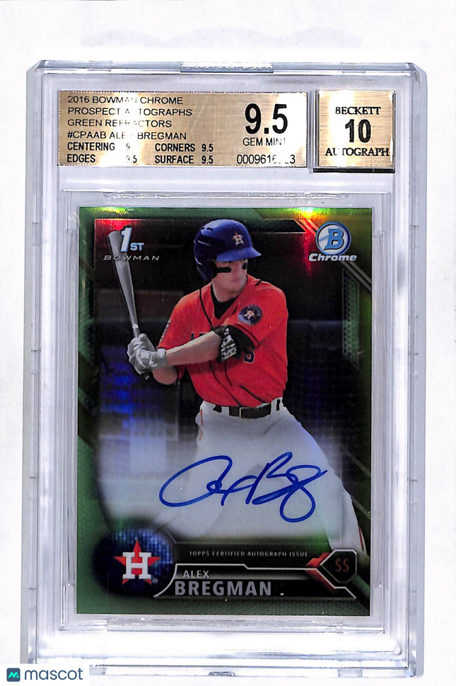 2016 Bowman Chrome Green Refractor /99 Alex Bregman #CPAAB BGS 9.5 10 Auto