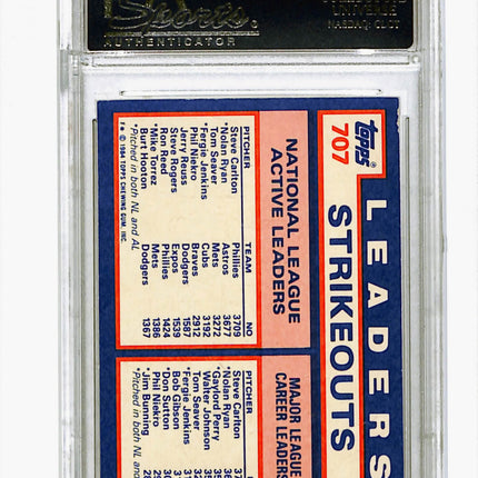 1984 Topps Tiffany NL Active Career #707 Strikeout Leaders PSA 5 Nolan Ryan