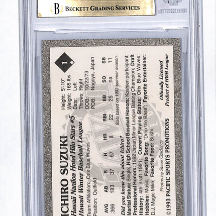1993 Hawaii Winter League Gold Signatures Ichiro Suzuki #1 BGS 9.5