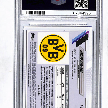 2020 Topps Chrome UEFA League Sapphire Edition Erling Haaland #49 PSA 10