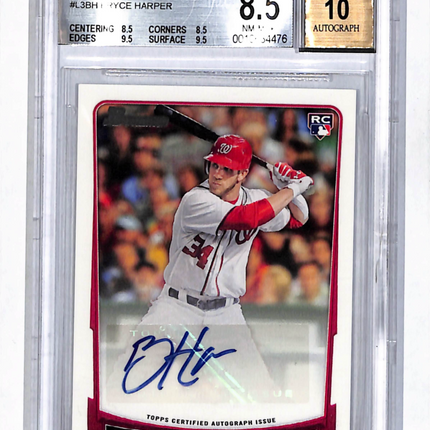 2012 Bowman Lucky Redemption Auto Bryce Harper #L3BH BGS 8.5 Auto 10 /100