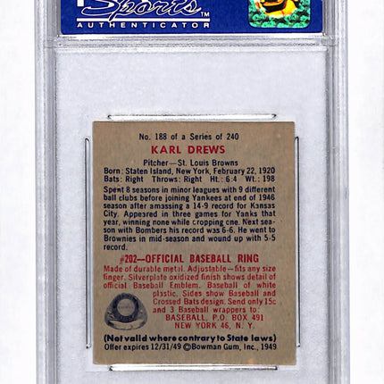 1949 Bowman Karl Drews #188 PSA 6