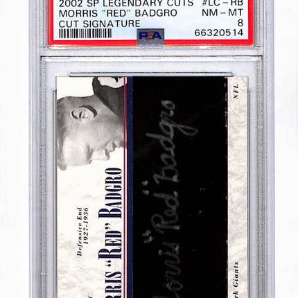 2002 SP Legendary Cuts Cut Signature Morris "red" Badgro #LC-RB PSA 8
