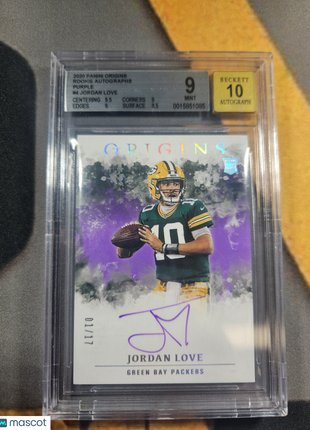 2020 Panini Origins Rookie Autographs Purple Jordan Love #4 BGS 9