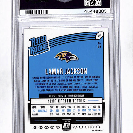 2018 Panini Donruss Optic Lamar Jackson #167 Pink PSA 10