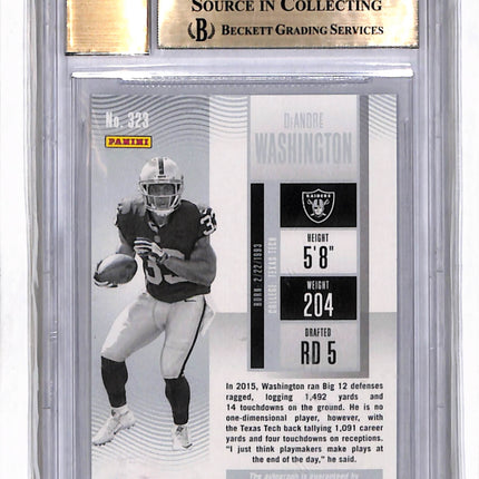 2016 Panini Contenders Sepia Cracked Ice DeAndre Washington #323 BGS 9.5 Auto 10