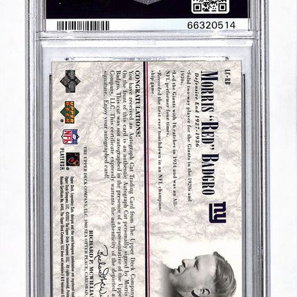 2002 SP Legendary Cuts Cut Signature Morris "red" Badgro #LC-RB PSA 8