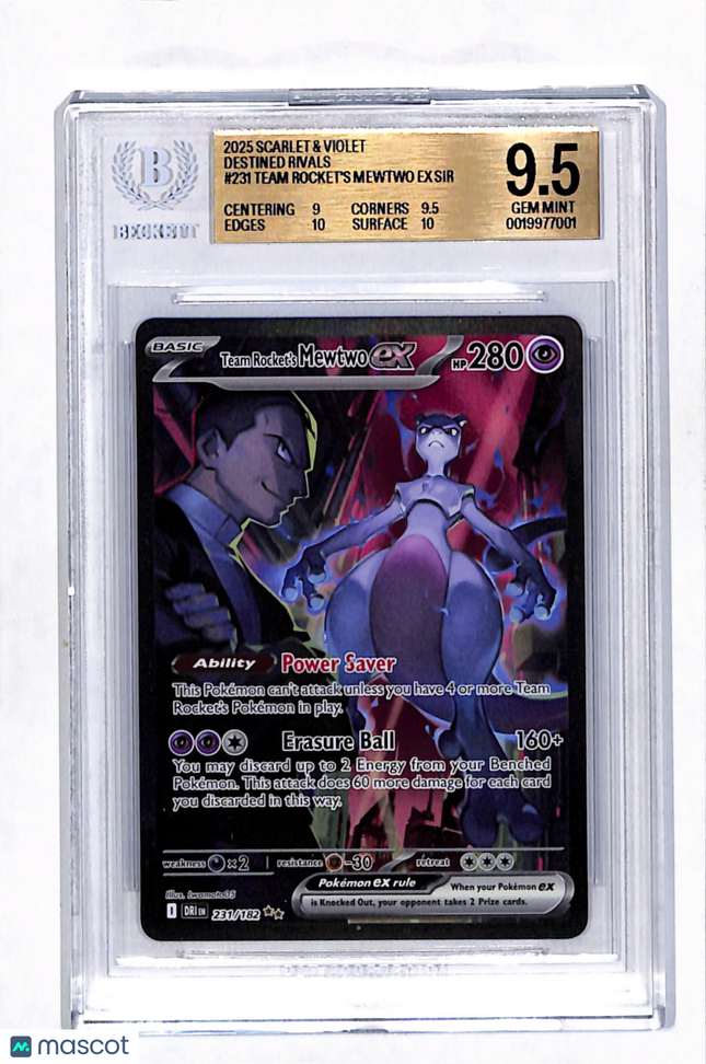 2025 Pokemon Destined Rivals Team Rocket's Mewtwo ex SIR #231 BGS 9.5