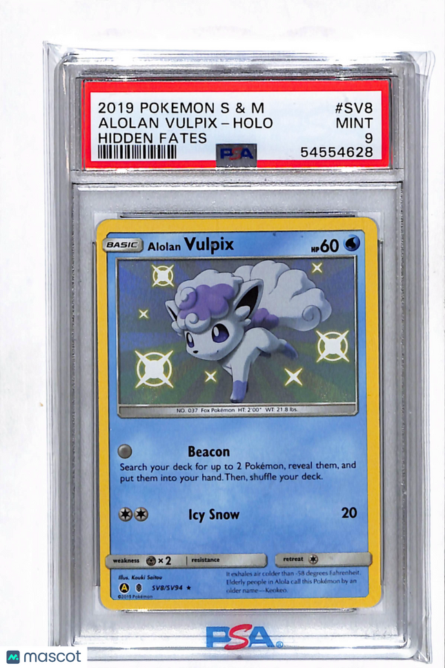 2019 Pokemon Sun & Moon Hidden Fates Alolan Vulpix Hidden Fates PSA 9 #SV8