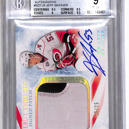 2010 Ultimate Collection Debut Threads Patches Jeff Skinner /25 BGS 9 Auto 10