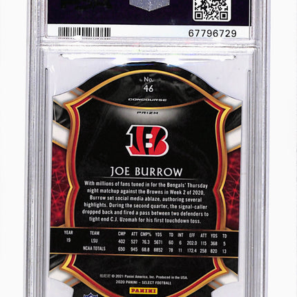 2020 Panini Select Joe Burrow #46 Die Cut Blue Prizm PSA 10
