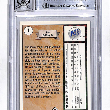1989 Upper Deck Ken Griffey Jr. #1 Rookie BGS Authentic BAS Auto 10