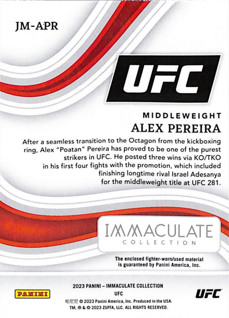 2023 Panini Immaculate Collection Alex Pereira #JM-APR 08/10 Logo Patch Rc