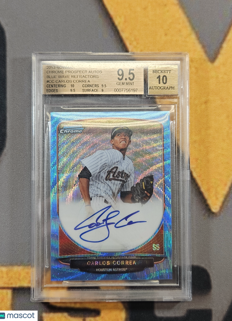 2013 Bowman Chrome Auto Blue Wave Refractors Carlos Correa BGS 9.5 /50