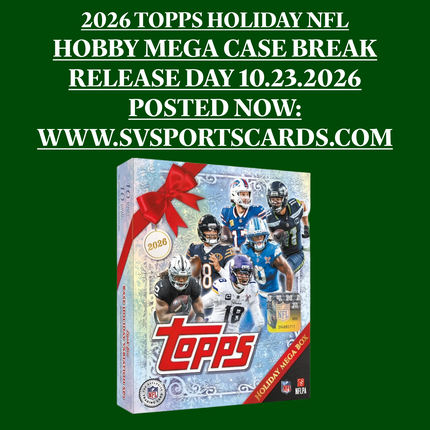 2026 TOPPS HOLIDAY NFL MEGA FULL CASE PYT BREAK (RELEASE DAY 10.23.2026)