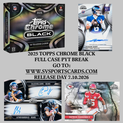 2025 TOPPS CHROME BLACK FOOTBALL FULL CASE PYT BREAK RELEASE DAY 07.10.2026