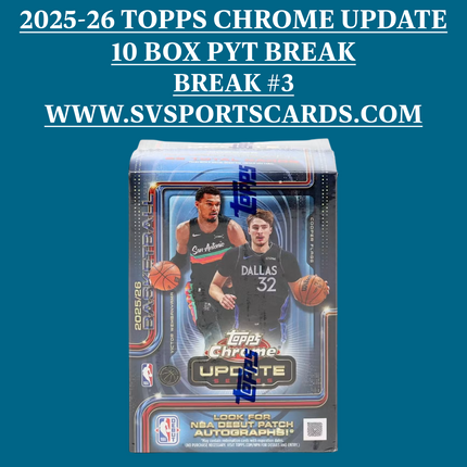 2025-26 TOPPS UPDATE CHROME NBA BLASTER 10 BOX BREAK #3