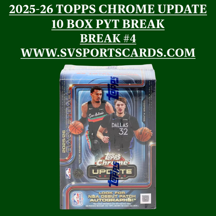 2025-26 TOPPS UPDATE CHROME NBA BLASTER 10 BOX BREAK #4 - LAST 10 BOXES