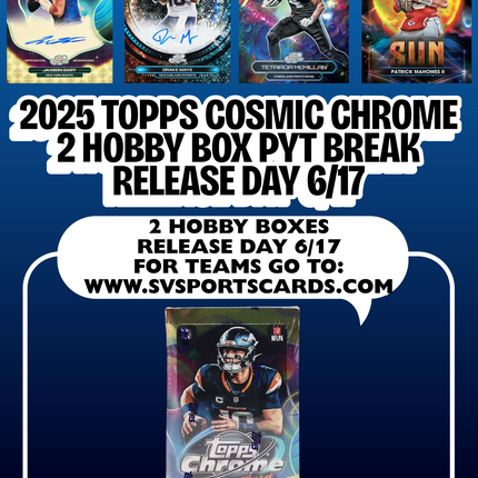 2x 2025 TOPPS COSMIC CHROME HOBBY PYT RELEASE DAY BREAK