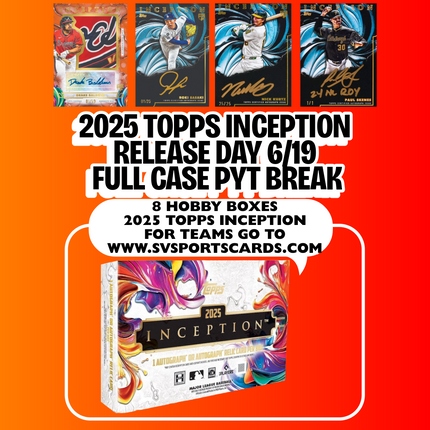 2025 TOPPS INCEPTION MLB FULL CASE PYT BREAK #1 6/19