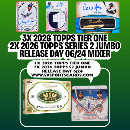 3x 2026 TOPPS TIER ONE HOBBY / 2x 2026 TOPPS SERIES 2 JUMBO RELEASE DAY PYT BREAK