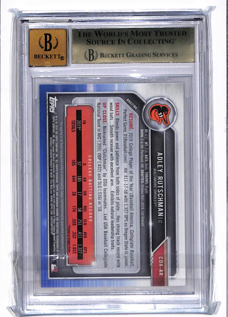 2019 Bowman Chrome Draft Auto Red Refractor Adley Rutschman BGS 9.5 Auto 10 /5