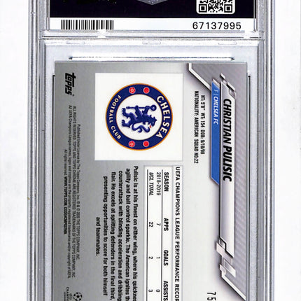 2019 Topps Chrome UEFA Christian Pulisic #47 Green Refractor /99 PSA 9