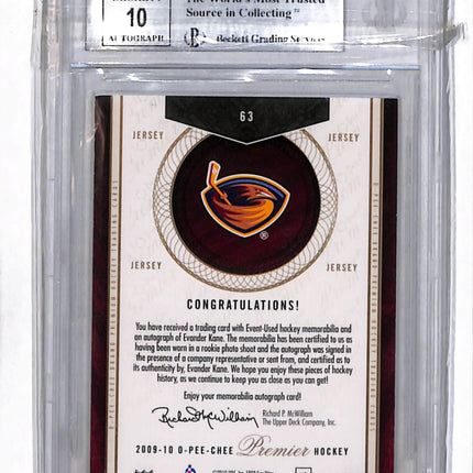 2009 OPC Premier Evander Kane Jersey #63 Rookie BGS 8.5 Auto 10 /299