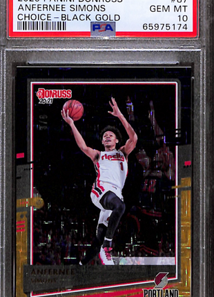 2020 Panini Donruss Anfernee Simons #87 Choice Black Gold PSA 10
