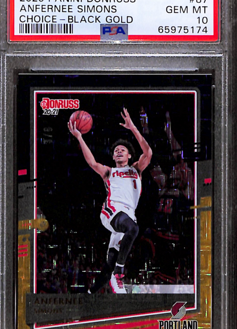 2020 Panini Donruss Anfernee Simons #87 Choice Black Gold PSA 10