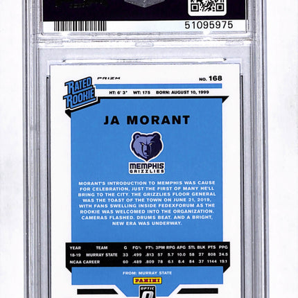 2019 Panini Donruss Optic Ja Morant #168 Blue Velocity PSA 10
