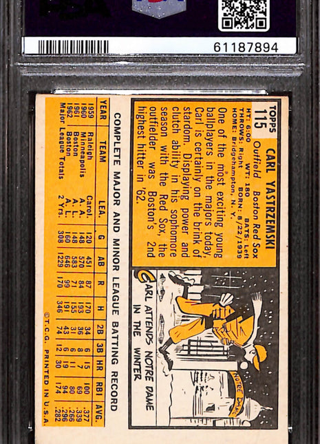 1963 Topps Carl Yastrzemski #115 PSA 4