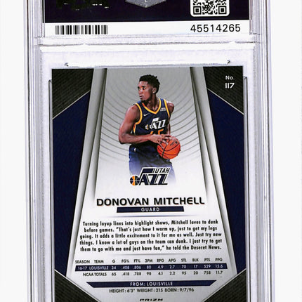 2017 Panini Prizm Donovan Mitchell #117 Silver PSA 10