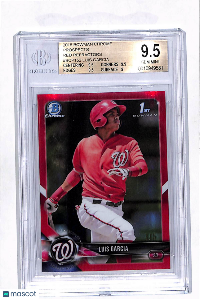 2018 Bowman Chrome Red Refractor /5 Luis Garcia #BCP152 BGS 9.5