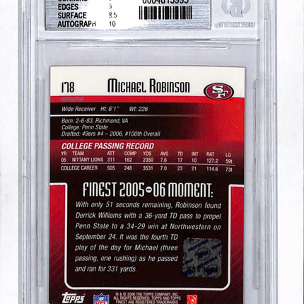 2006 Finest Refractors Michael Robinson #178 BGS 9 Auto 10 /399