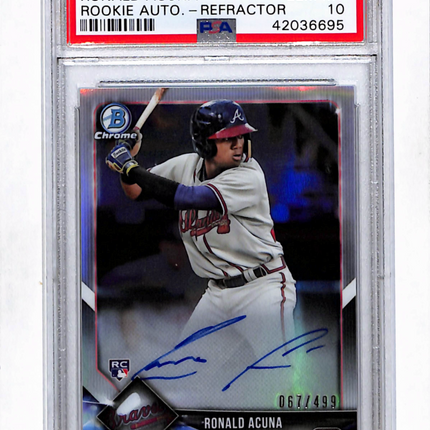 2018 Bowman Chrome Rookie Autographs Ronald Acuna #BCRARA Refractor PSA 10 Auto