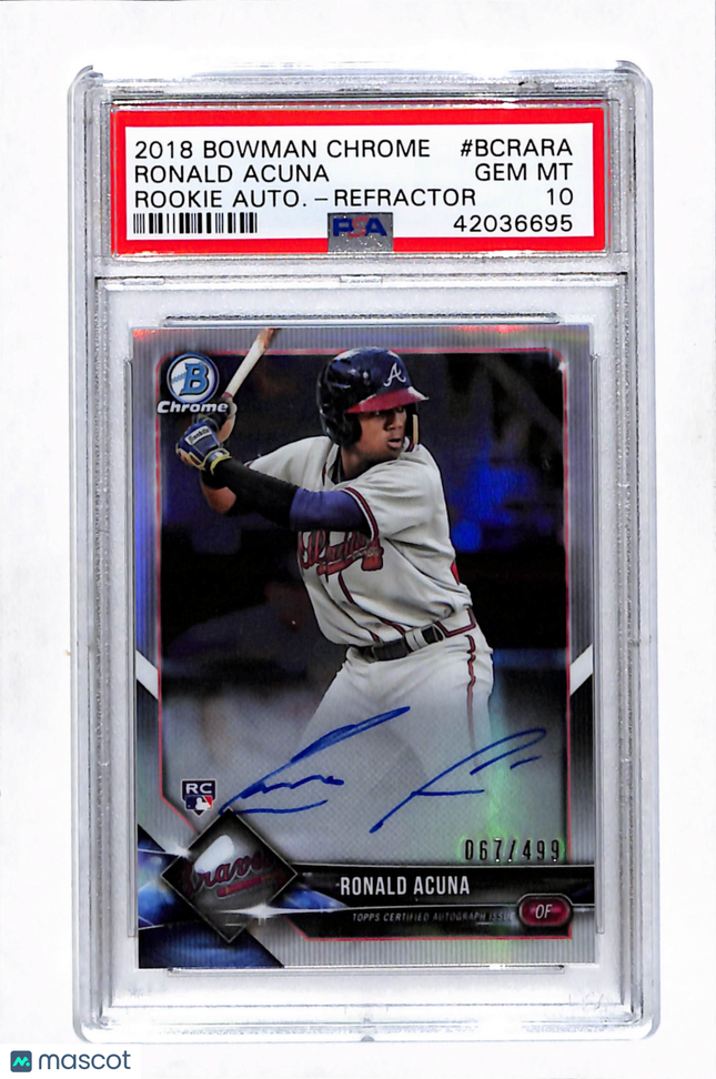 2018 Bowman Chrome Rookie Autographs Ronald Acuna #BCRARA Refractor PSA 10 Auto