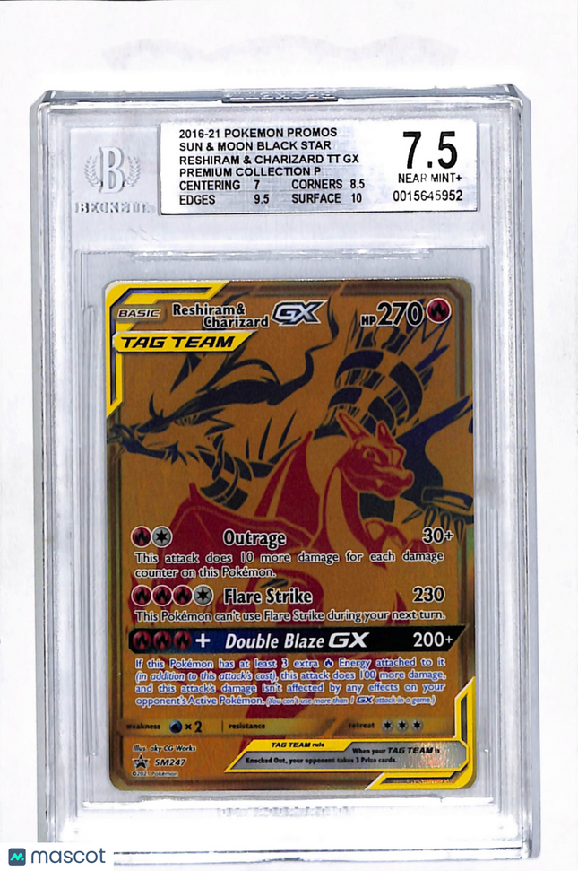 2016 Pokemon Reshiram & Charizard Tag Team GX #SM247 BGS 7.5