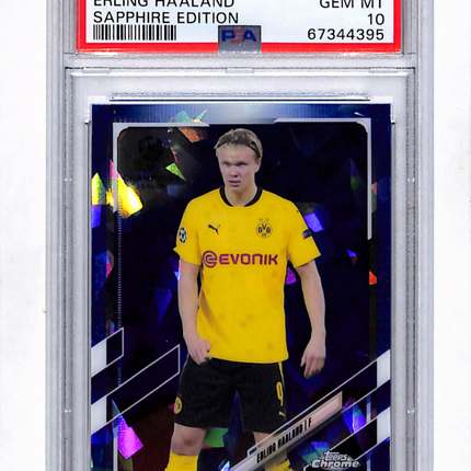 2020 Topps Chrome UEFA League Sapphire Edition Erling Haaland #49 PSA 10