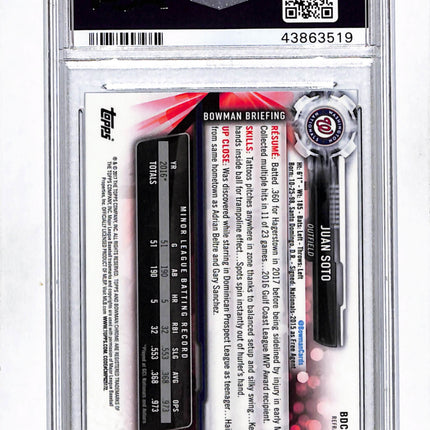 2017 Bowman Draft Juan Soto #BDC162 Chrome Refractor PSA 10