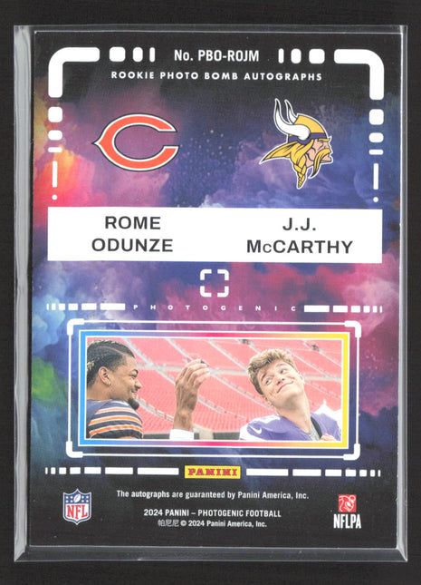2024 Panini Photogenic Rome Odunze JJ McCarthy #PBO-ROJM /49 Dual Auto RC