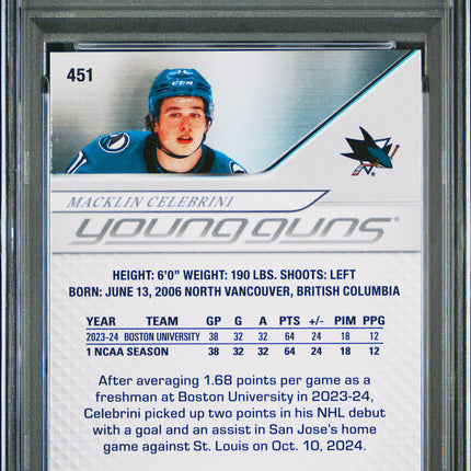 2024 Upper Deck Macklin Celebrini #451 PSA 8