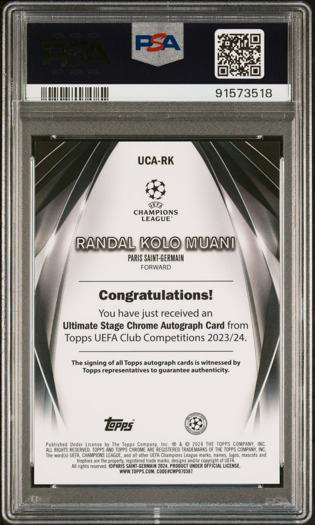 2023-24 Topps UEFA Ultimate Stage Chrome Auto Randal Kolo Muani #UCARK PSA 10