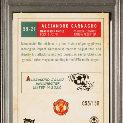 2022-23 Topps Chrome1959 Topps Alejandro Garnacho Blue Refractor / 150 PSA 9