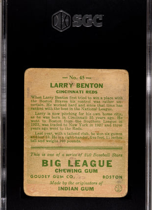 1933 Goudey Larry Benton #45 SGC 1.5