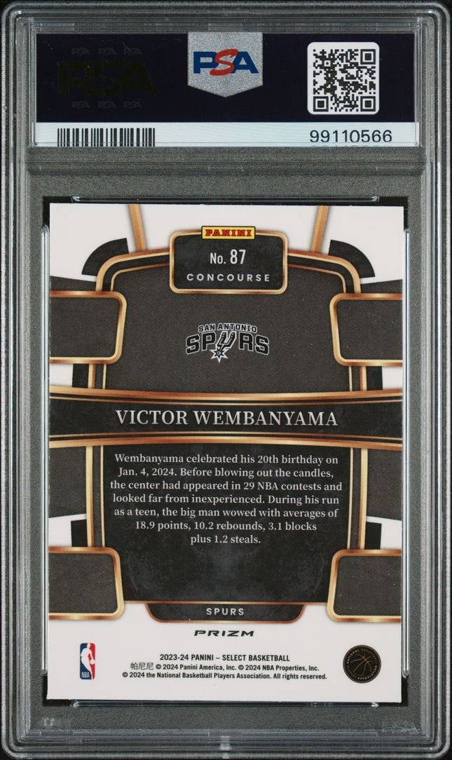 2023 Panini Select Victor Wembanyama #87 Blue Cracked Ice PSA 10
