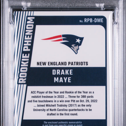 2024 Panini Donruss Optic Rookie Phenoms Relics Drake Maye #RPBDME PSA 8