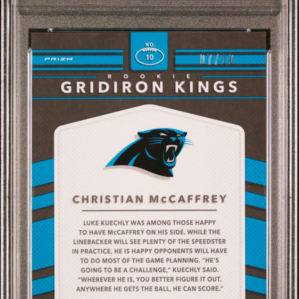 2017 Optic Rookie Gridiron Kings Christian Mccaffrey #10 Gridiron Gold PSA 9 /10